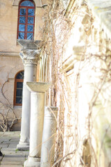 Ruins of an ancient Greek city by the sea. Chersonesos. The ancient city. Black Sea.