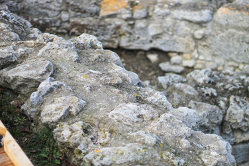 Ruins of an ancient Greek city by the sea. Chersonesos. The ancient city. Black Sea.