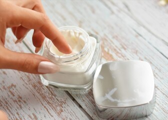 hand cream on a woman's hand