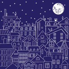 City Buildings Are Detailed, Moveable and Complete . Urban Night City