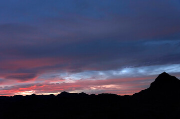 Sunset alpine landscape of Atlas Mountains, South Morocco, Africa