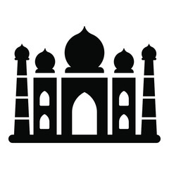 Taj mahal vector glyph icon isolated, Indian republic day icon. 