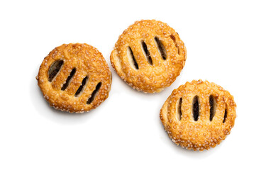Christmas butter mince pies isolated on white