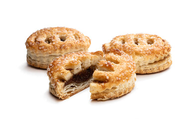 Christmas butter mince pies isolated on white