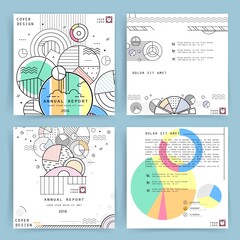 Set abstract geometric pattern background for business brochure cover design