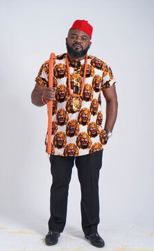 Portrait of Nigerian Igbo man dressed in traditional attire 