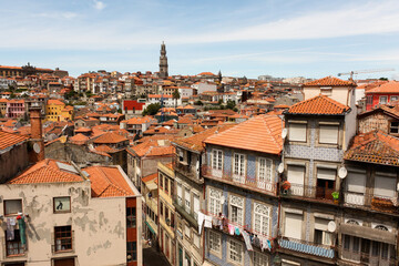 Fototapeta na wymiar View of the town, Torre dos Clérigos, Oporto, Portugal