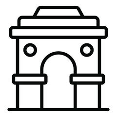 Indian gate vector line icon isolated, Indian republic day icon. 