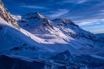 Beautiful winter,  cold afternoon in the mountains