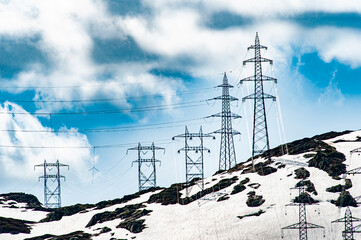 high voltage wires in the mountains