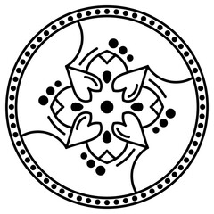 Black and white circle with patterns
