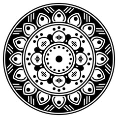 Black and white circle with patterns