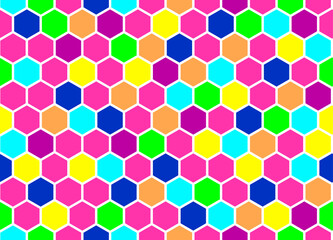 Obraz na płótnie Canvas Honeycomb rainbow seamless background. Vector illustration for poster.