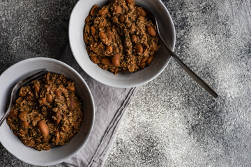 Traditional georgian bean dish - lobio with walnut