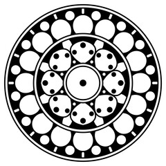 Obraz premium Black and white circle with patterns