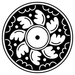 Black and white circle with patterns