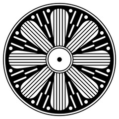 Black and white circle with patterns