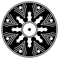 Black and white circle with patterns