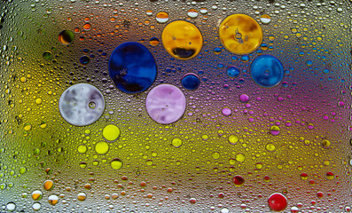 Abstract colorful bubbles. Freeze motion of color dust particles splash. Background image.