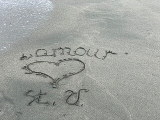 heart love on sand St. Valentine Corsica France