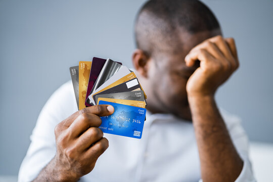 Too Many Credit Cards. African American Man