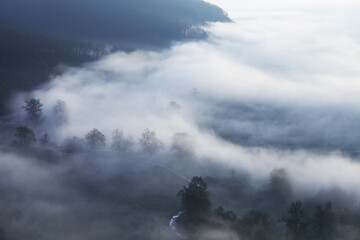 Obraz premium Autumn landscape of Mures Valley, Romania, Europe