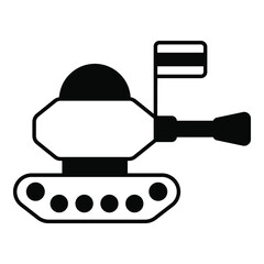 army tank, flag vector black icon isolated, Indian republic day icon. 