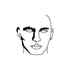 Handsome male continuous silhouette art. Modern minimalist art. Attractive facial features. Aesthetic contour. Contemporary creation. Avant garde style illustration