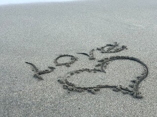 heart love on sand Corsica France