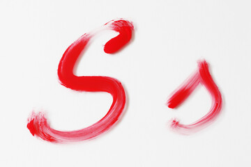 brush painted red  "s" letter