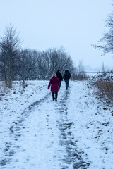 couple walking in the snow