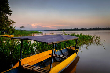 Sunset on the Amazon River in Mocagua, Amazonas, Colombia