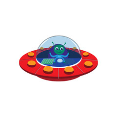 Isolated UFO cartoon. Alien transport - Vector ilustration