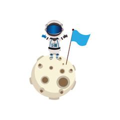 Isolated cartooon of an astronaut on the moon - Vector