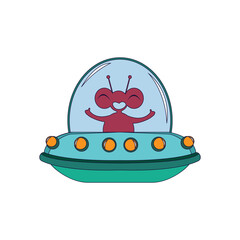 Isolated UFO cartoon. Alien transport - Vector ilustration