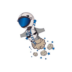 Isolated cartoon of an astronaut flying - Vectort