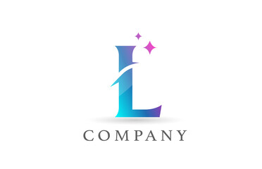 L pink blue gradient alphabet letter logo for business and company. Creative lettering and corporate identity. Branding design