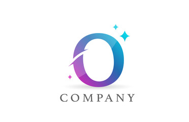 O pink blue gradient alphabet letter logo for business and company. Creative lettering and corporate identity. Branding design