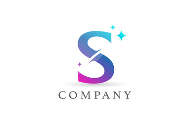 S pink blue gradient alphabet letter logo for business and company. Creative lettering and corporate identity. Branding design