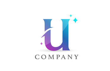 U pink blue gradient alphabet letter logo for business and company. Creative lettering and corporate identity. Branding design