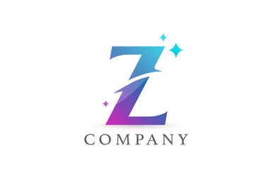 Z pink blue gradient alphabet letter logo for business and company. Creative lettering and corporate identity. Branding design