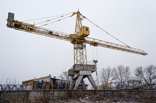 An old  vintage cargo construction crane