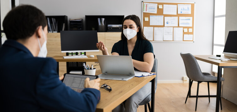 Business Job Interview Wearing Face Mask