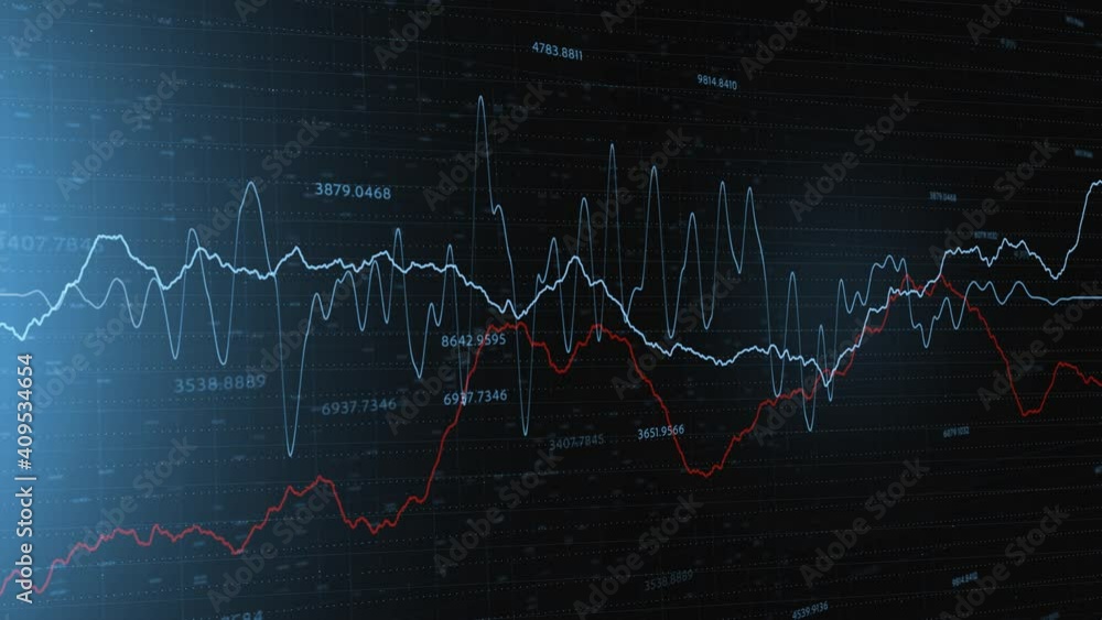 Poster artistic financial business graph lines and stock numbers motion background.