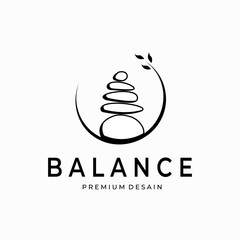 balance stone line art logo vector illustration simple design