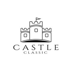 Fototapeta na wymiar castle classic line art illustration logo vector simple design