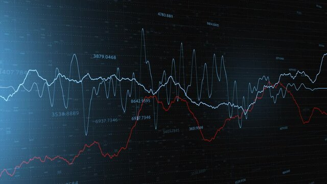 Artistic financial business graph lines and stock numbers motion background. 	
