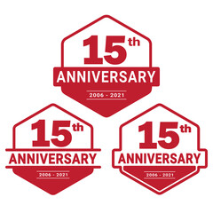15 years anniversary celebration logotype. 15th anniversary logo collection. Set of anniversary design template. Vector and illustration. 
