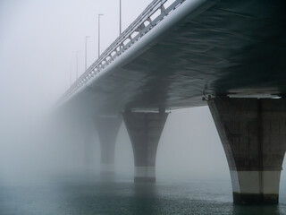 Puente de la Constitucion, called La Pepa, in the fog in the bay of Cadiz capital, Andalusia. Spain. Europe.  © Jose Muñoz  Carrasco