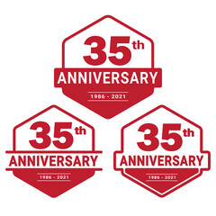35 years anniversary celebration logotype. 35th anniversary logo collection. Set of anniversary design template. Vector and illustration. 